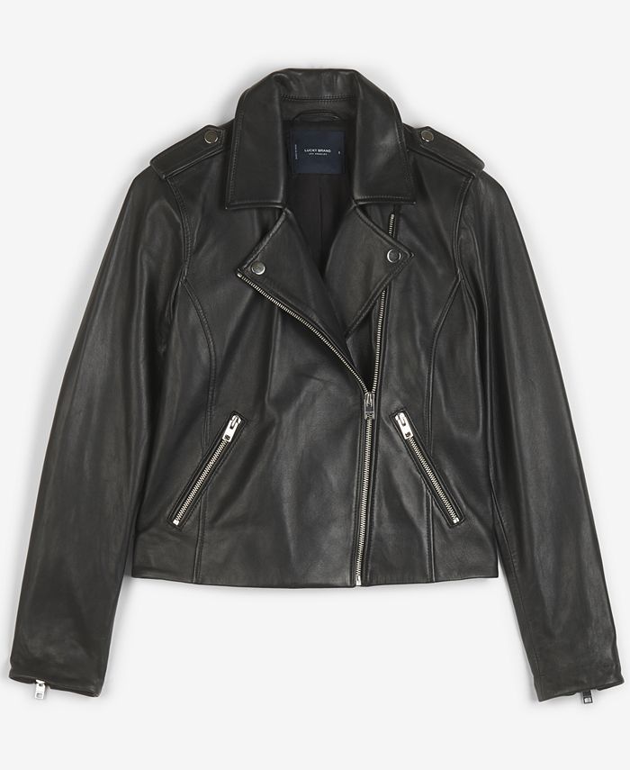 Lucky Brand Leather Moto Jacket - Macy's