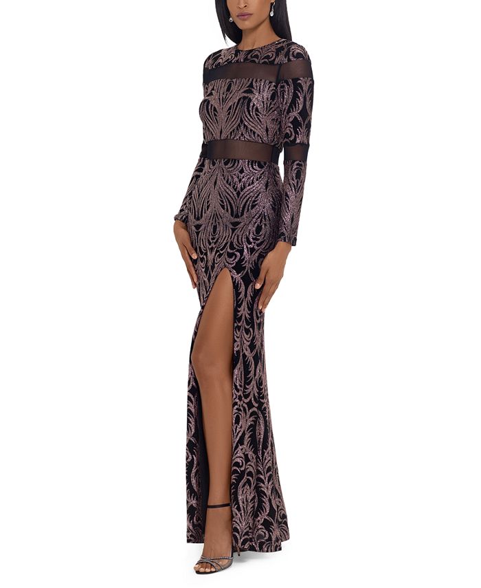 Betsy & Adam Cutout-Mesh Glitter Gown & Reviews - Dresses - Women - Macy's