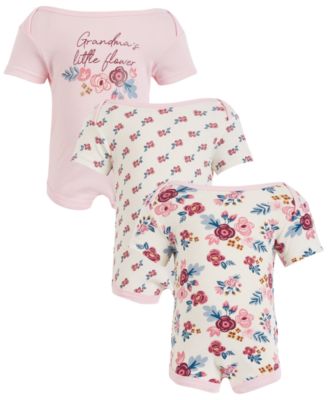Chickpea - Chick Pea Baby Girl   3pk Short Sleeve Bodysuits - Grandma's Little Flower