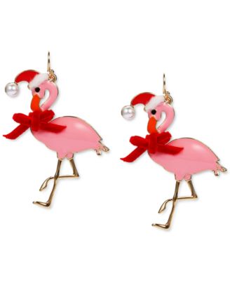 santa flamingo earrings