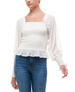 image of Q & A Smocked Clip-Dot Top