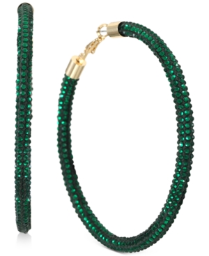 image of Inc Gold-Tone Large Crystal Glitter Hoop Earrings, 3