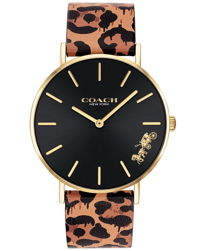 COACH - Women's Perry Animal Print Leather Strap Watch 36mm