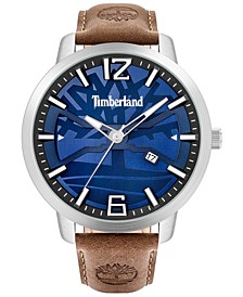 Men's Brown Leather Strap Watch 48mm