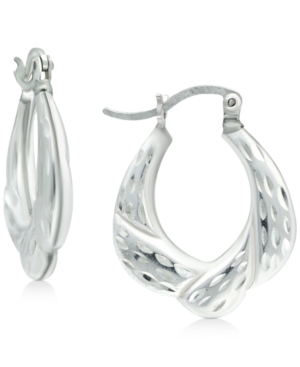 image of Giani Bernini Textured Hoop Earrings in Sterling Silver, Created for Macy-s
