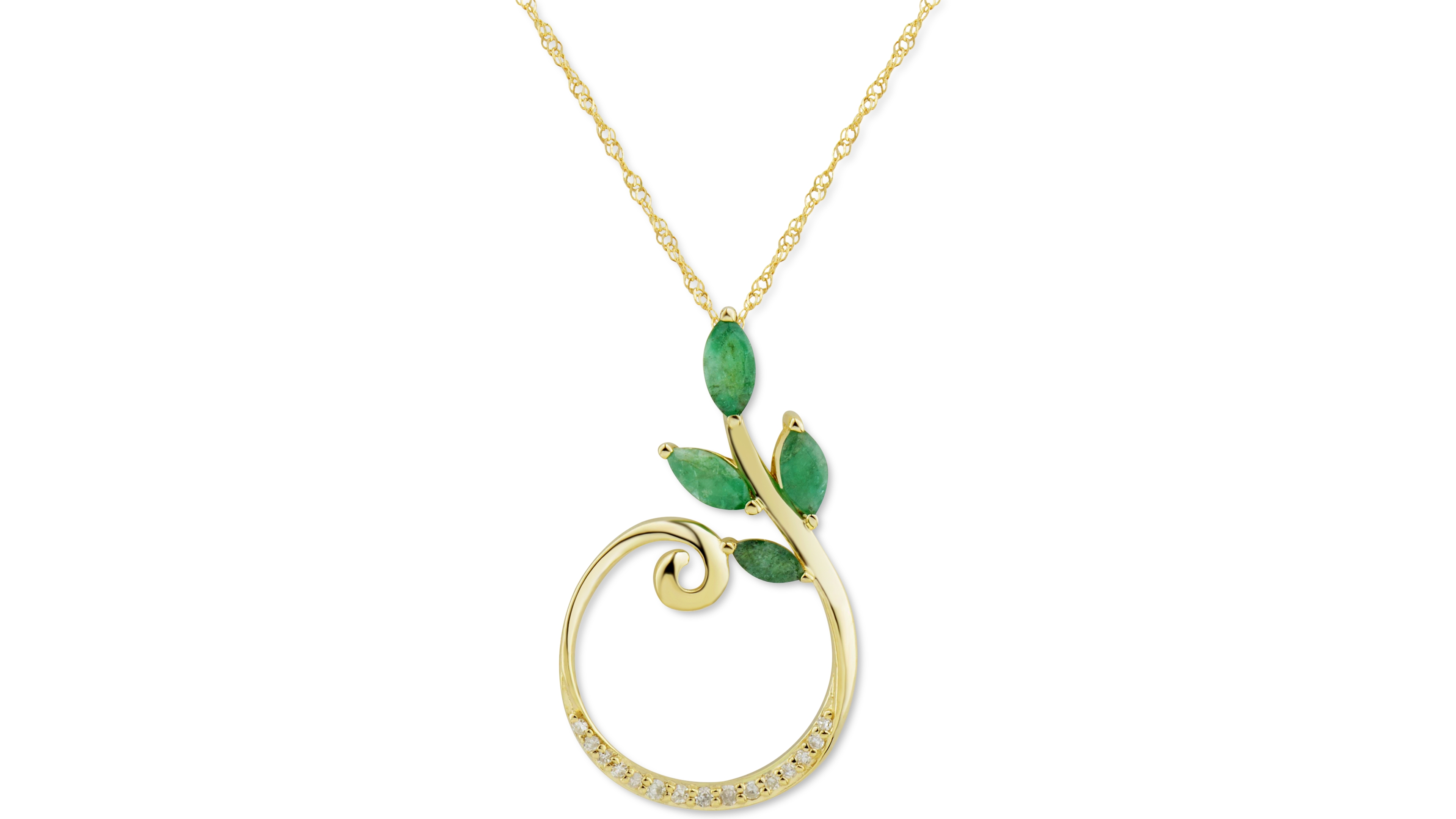 Emerald (5/8 ct. t.w.) & Diamond (1/20 ct. t.w.) 18" Pendant Necklace in 14k Gold