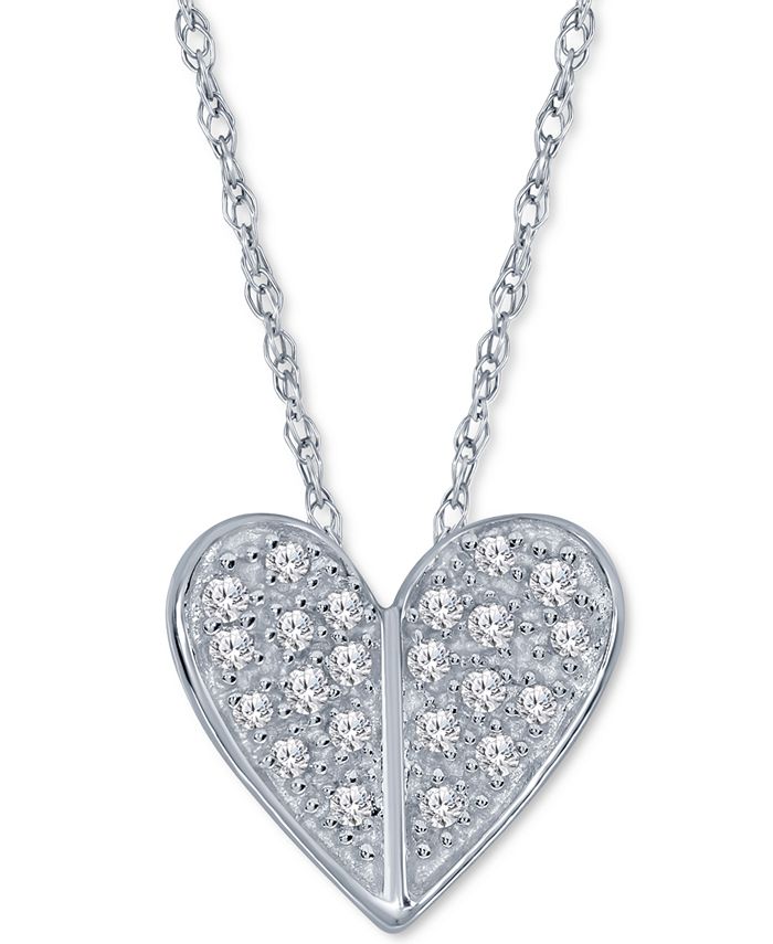 Macy's Diamond Heart 18" Pendant Necklace (1/10 ct. t.w.) in 10k White Gold Macy's