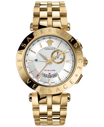 Versace Watch, Men's Swiss V-Race GMT Gold Ion-Plated Bracelet 46mm 29G70D001 S070