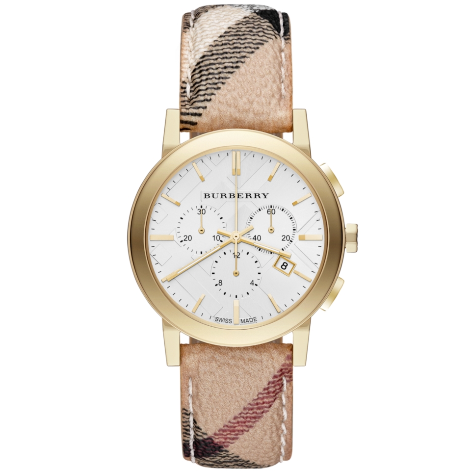 Burberry Watch, Womens Swiss Chronograph The City Haymarket Strap