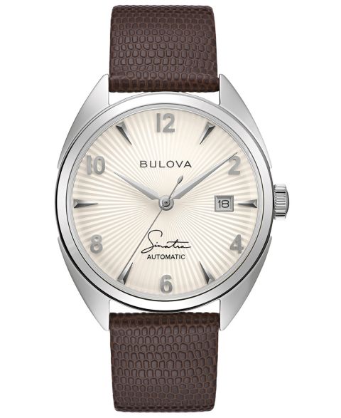 Мужские часы Bulova Frank Sinatra Automatic Brown Leather Strap Watch 39mm