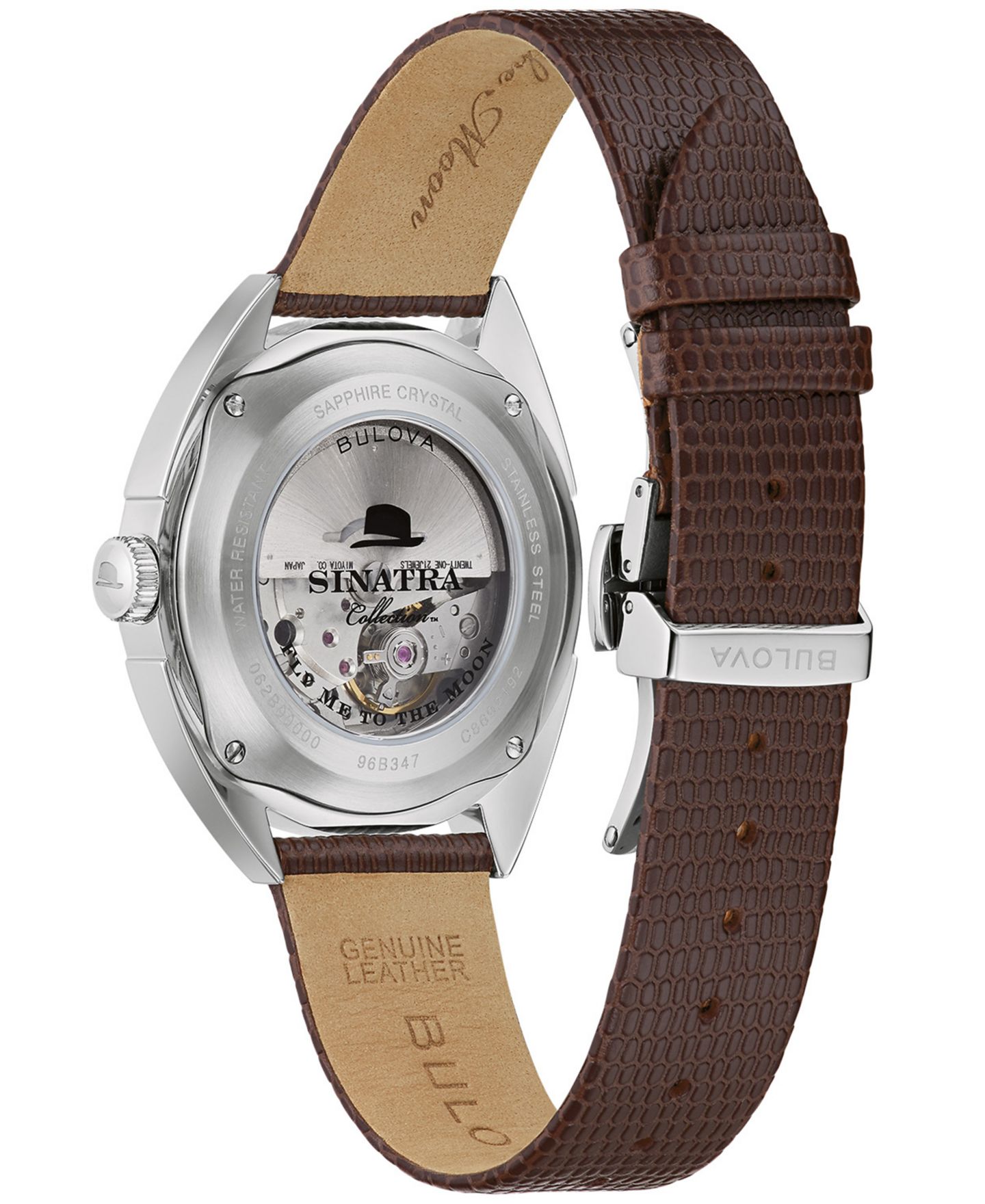 Мужские часы Bulova Frank Sinatra Automatic Brown Leather Strap Watch 39mm — фото 3