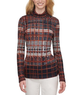 dkny plaid turtleneck sweater