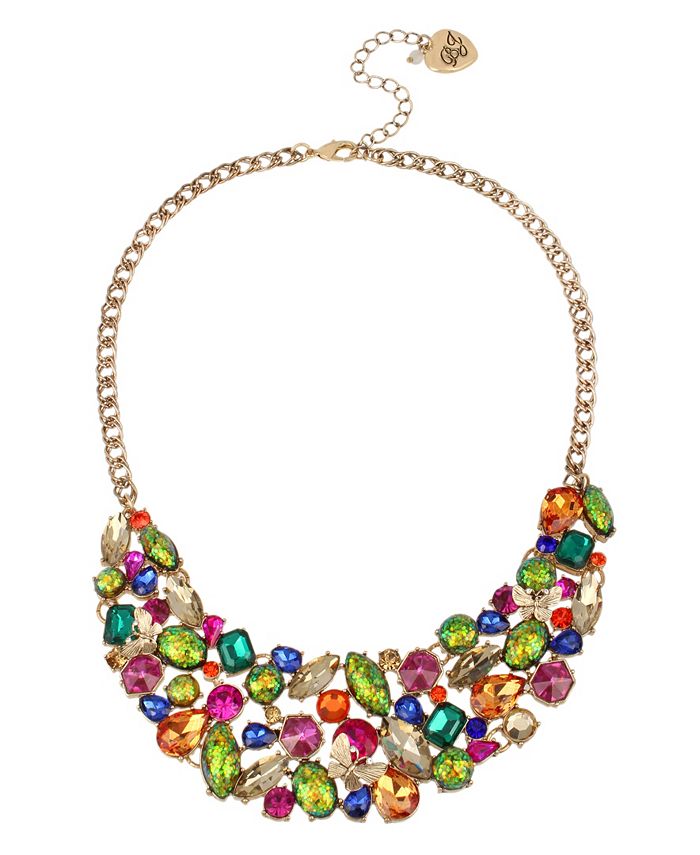 Betsey Johnson Stone Cluster Statement Necklace - Macy's