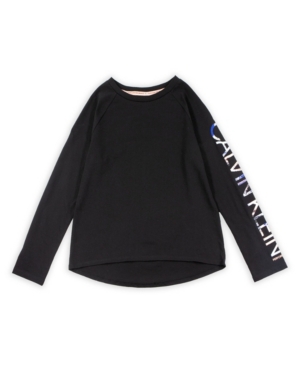 image of Calvin Klein Performance Big Girls Hi-low Long Sleeve Tee with Screenprint
