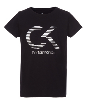 image of Calvin Klein Performance Big Girls Short Sleeve Logo Tee with Screenprint Metallic Ink