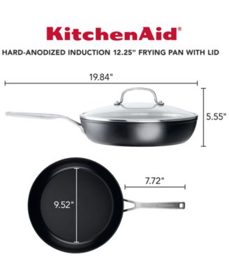 Hard-Anodized Induction Nonstick Frying Pan with Lid, 12.25", Matte Black