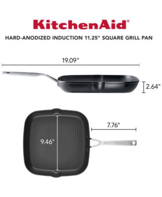 Hard Anodized Induction Nonstick Stovetop Grill Pan, 11.25", Matte Black