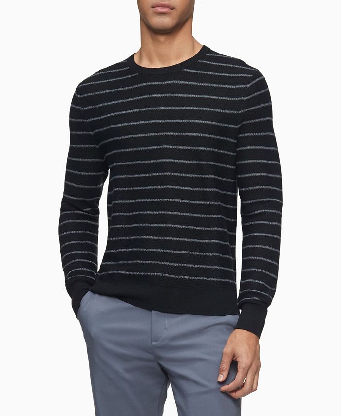 Calvin Klein Merino Striped Sweater - Macy's