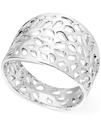 Touch of Silver Silver-Plated Patterned Cutout Ring