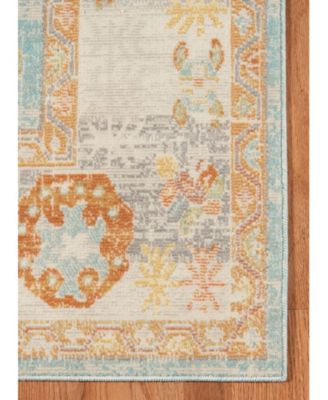 Bohemian BHM-3 Aqua and Beige 5'1" x 7'6" Outdoor Area Rug