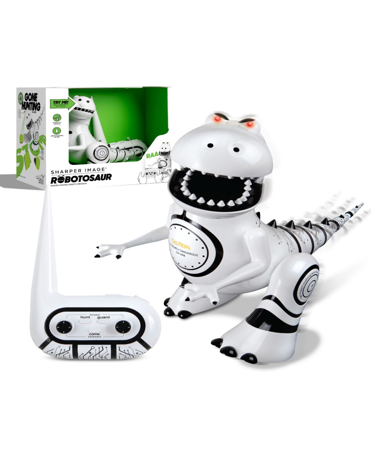 Sharper Image Kids' Toy Rc Robotic Robotosaur Trainable In White