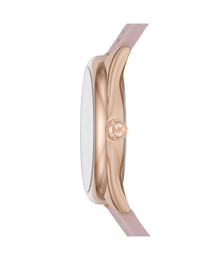 Michael Kors Women's Janelle Pink Silicone Strap Watch 42mm - Macy's
