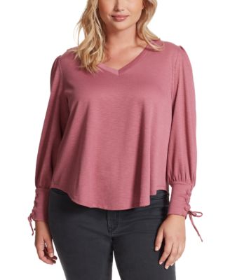 Jessica Simpson - Trendy Plus Size Mercer Lace-Up-Sleeve Top