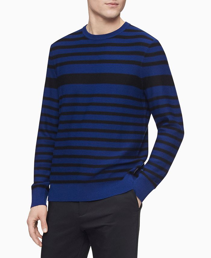 Calvin Klein Merino Engineered Stripe Sweater & Reviews - Sweaters - Men -  Macy's