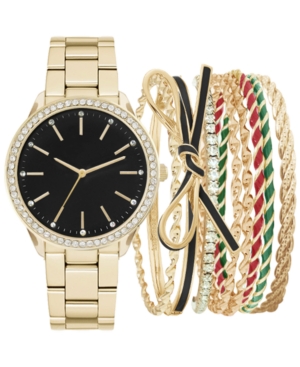 image of Jessica Carlyle Women-s Gold-Tone Bracelet Watch 34mm Gift Set