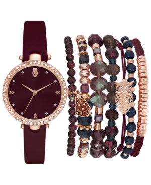 image of Jessica Carlyle Women-s Burgundy Polyurethane Strap Watch 35mm Gift Set