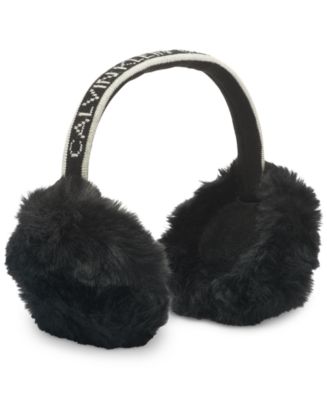 Calvin Klein Jacquard-Logo Faux-Fur Earmuffs - Macy display picture 2