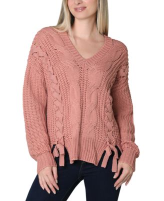 Ultra Flirt - Juniors' Lace Up Sweater