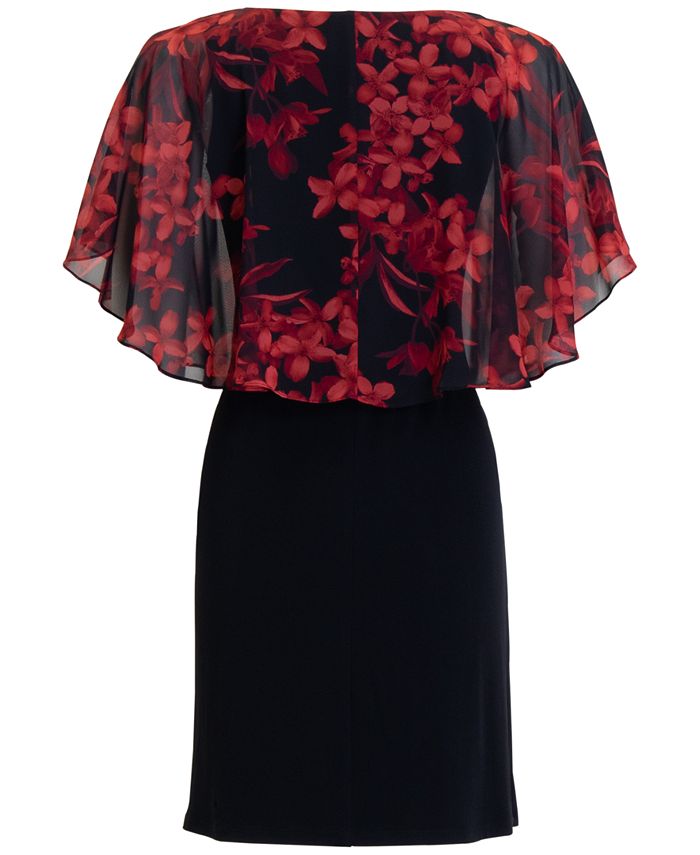cape overlay chiffon gown