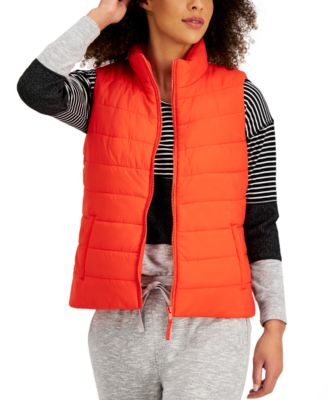 red puffer vest