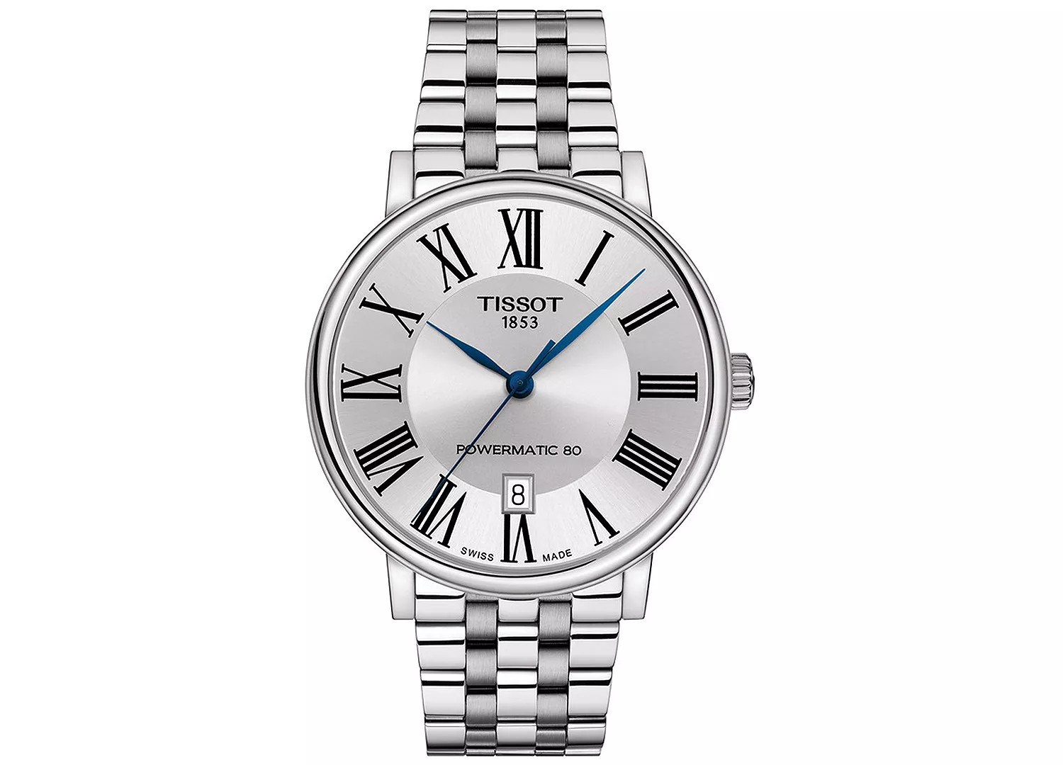 Men's Swiss Automatic Carson Premium Powermatic 80 Stainless Steel Bracelet Watch 40mm