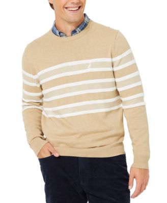 stripe textured crewneck sweater