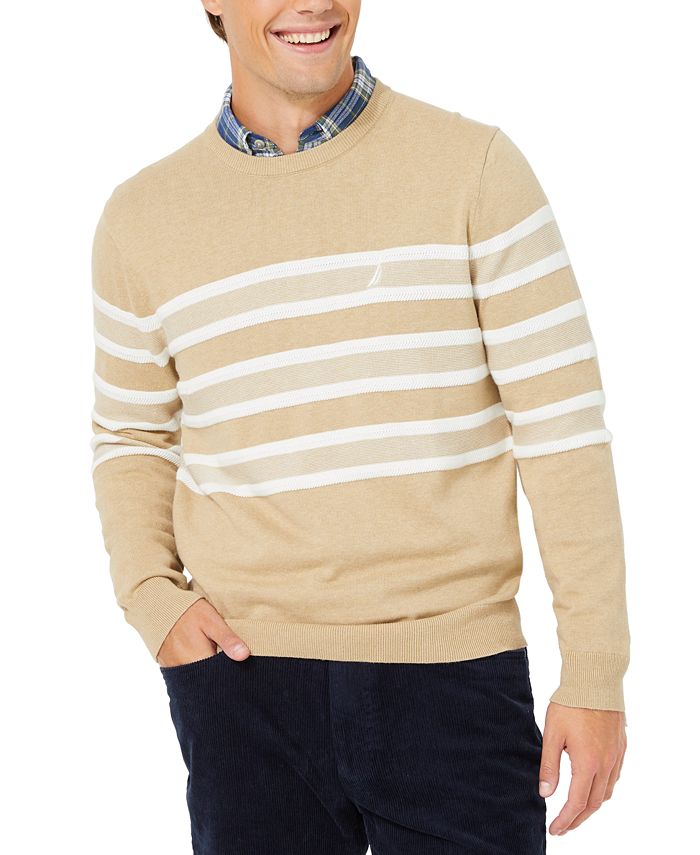 Nautica Men's Textured Stripe Crewneck Sweater - Macy's