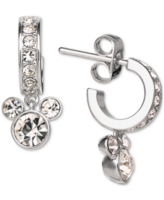 Disney Children's Crystal Micky Mouse Dangle Hoop Earrings in Sterling Silver - Sterling Silver