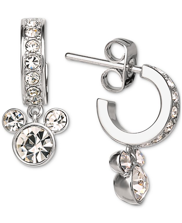 Disney - Children's Crystal Micky Mouse Dangle Hoop Earrings in Sterling Silver