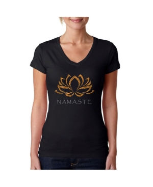 image of La Pop Art Women-s V-Neck T-Shirt with Namaste Word Art