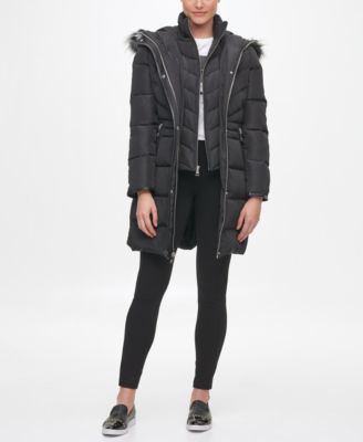 Karl Lagerfeld Paris Women's Faux Fur Hooded Puffer Coat - Macy's