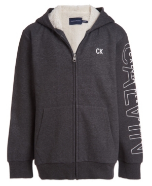 image of Calvin Klein Big Boys Sherpa Lined Full Zip Sweatshirt