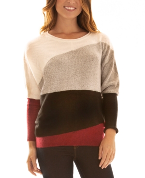 image of Bcx Juniors- Colorblocked Dolman-Sleeve Sweater