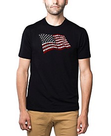 Men's Premium Word Art American Wars Tribute Flag T-shirt