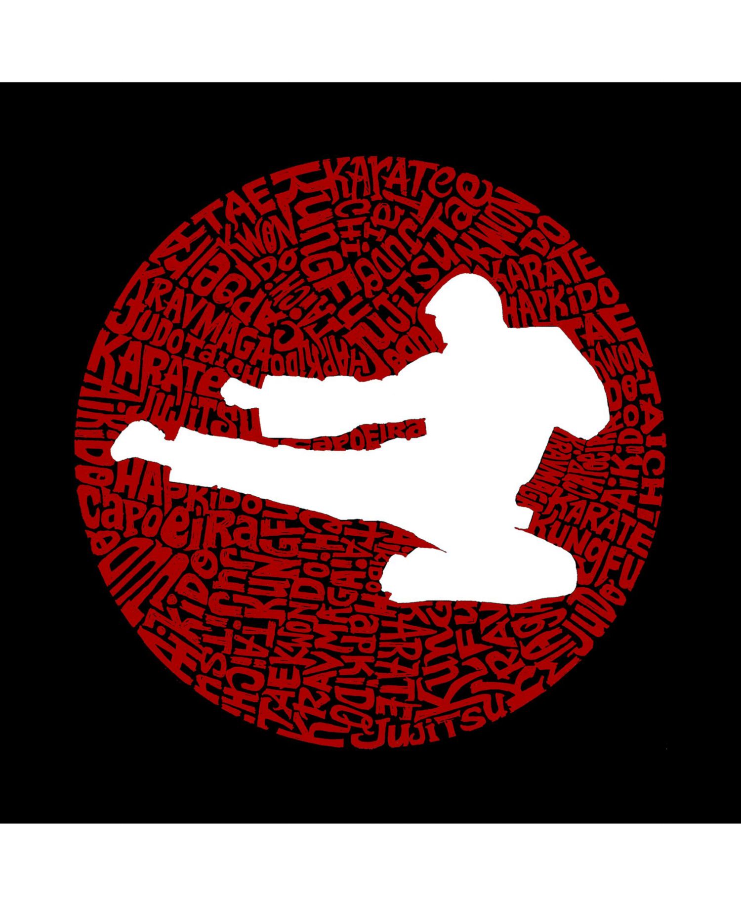 Men's Word Art Hooded Sweatshirt - Types of Martial Arts