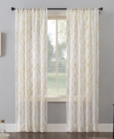No. 918 Abstract Geometric Embroidery Semi-Sheer Rod Pocket Curtain Panel, 50