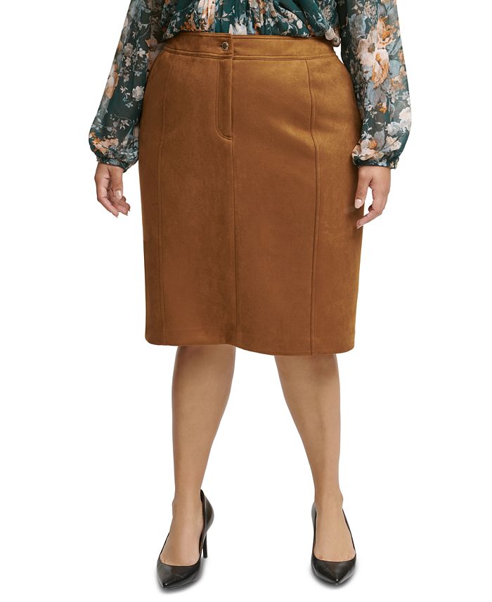 plus size faux suede skirt