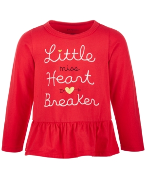 image of First Impressions Baby Girls Heart Breaker Cotton Peplum Top, Created for Macy-s