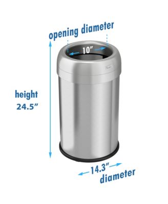 Round Stainless Steel Open Top Kitchen Trash Can with Dual AbsorbX Odor Filters