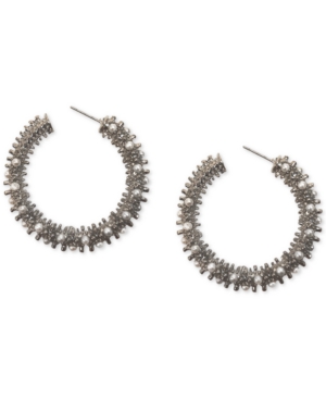 image of Inc Silver-Tone Imitation Pearl Medium Hoop Earrings, 1.75